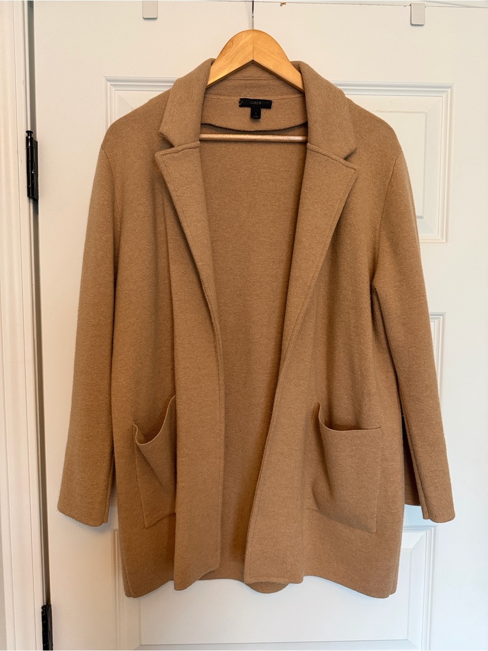 J. Crew Camel Open-Front Blazer Coatigan